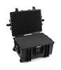 B&W Outdoor Case Type 6800 (PP.709) with Wheels: Black - Three-Quarter Front Open Foam
