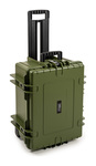 B&W Outdoor Case Type 6800 (PP.709) with Wheels: Bronze Green - Three-Quarter Front Upright Handel Extended