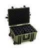 B&W Outdoor Case Type 6800 (PP.709) with Wheels:  Bronze Green - Three-Quarter Front Open Dividers