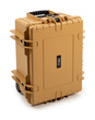 B&W Outdoor Case Type 6800 (PP.709) with Wheels: Desert Tan - Three-Quarter Front Upright