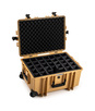 B&W Outdoor Case Type 6800 (PP.709) with Wheels: Desert Tan - Three-Quarter Front Open Dividers