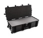 B&W Outdoor Case Type 7300 (PP.1450) with Wheels: Black - Three-Quarter Open with Foam