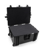 B&W Outdoor Case Type 7800 (PP.1570) with Wheels: Black - Three-Quarter Front Open Foam
