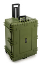 B&W Outdoor Case Type 7800 (PP.1570) with Wheels:  Bronze Green - Three-Quarter Up-right Handle Extended