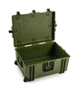 B&W Outdoor Case Type 7800 (PP.1570) with Wheels: Bronze Green - Three-Quarter Front Open