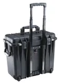Peli 1440 Top-Loader Case - Black - Outside three-quarter rear view showing retractable handle half extended