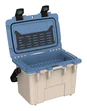 Peli 14QT Personal Cooler: Tan - Kashmir Blue Open