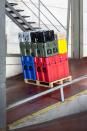 Peli ISP2 Rotomoulded Cases stacked on Europallet on a slope