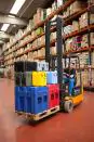 Peli ISP2 Rotomoulded Cases stacked on Europallet on a forklift